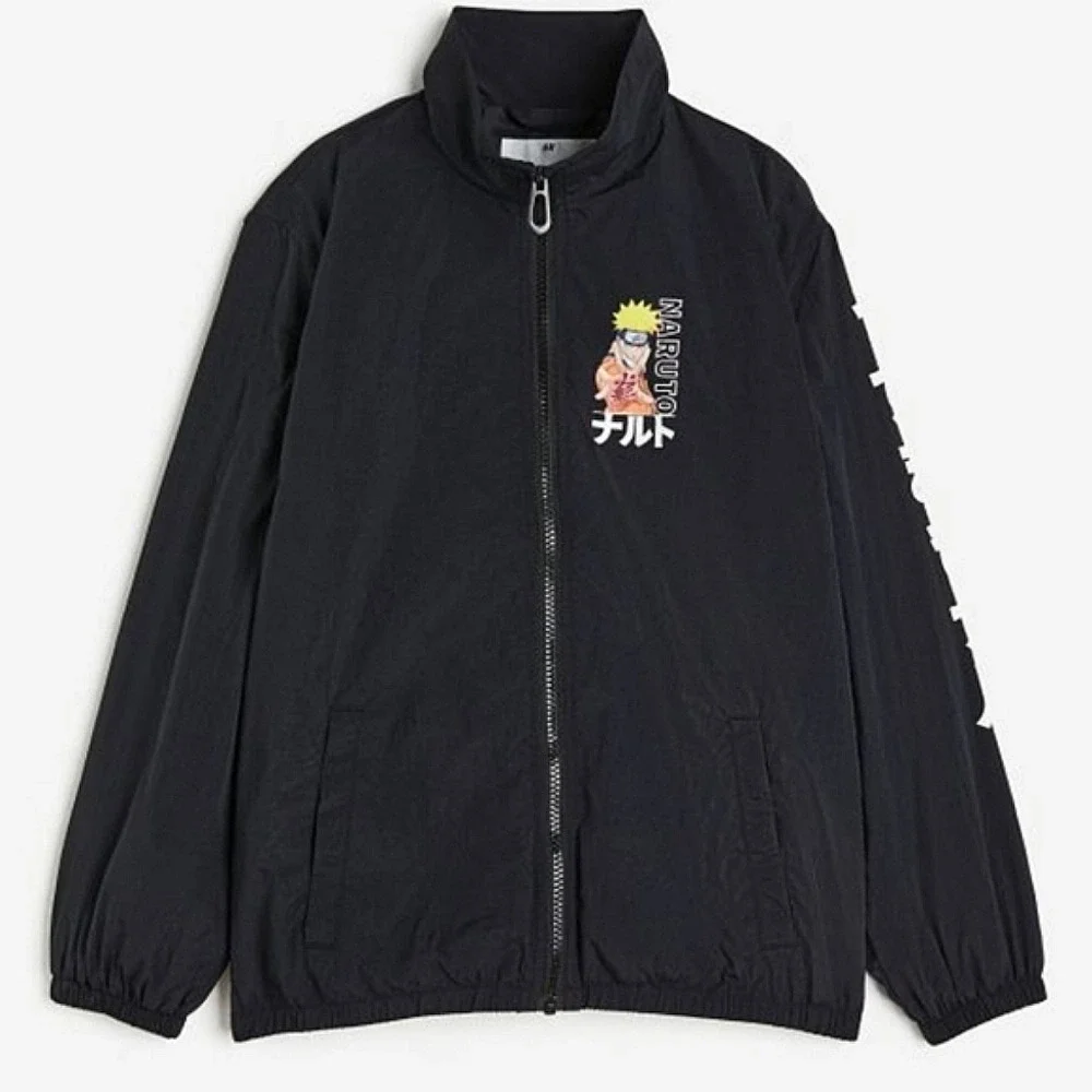 HM‎ Naruto Uzumaki Printed Windbreaker Jacket Kids XL Anime Manga Zip Up